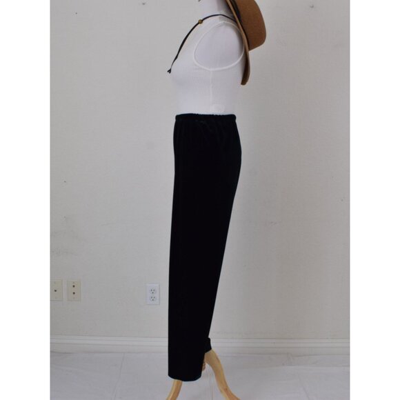 Vintage 90s Forest Green Velvety‎ Stretch Pull-On pants size L | 24-32 waist - Picture 2 of 10